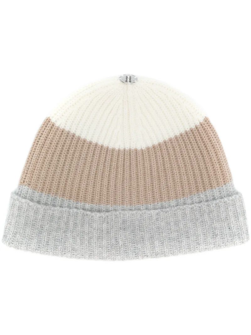 N.Peal colour-block ribbed beanie hat